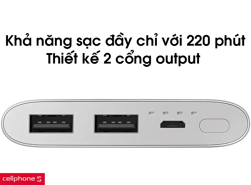 Gấp đôi hiệu năng với thiết kế hai cổng output và khả năng sạc đầy trở lại chỉ với 220 phút