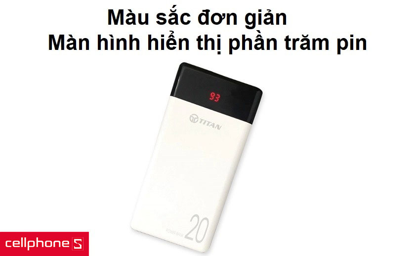 Màu sắc đơn giản, màn hình hiển thị phần trăm pin