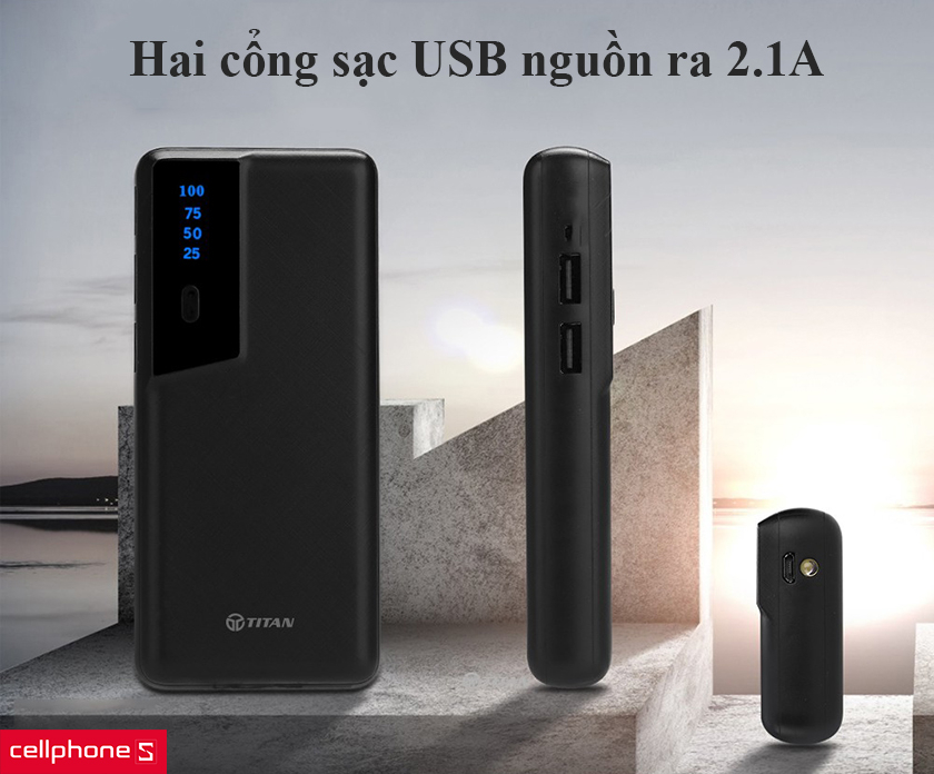 Hai cổng sạc USB nguồn ra 2.1A