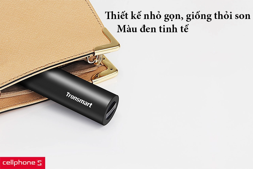 Kích cỡ nhỏ gọn, thiết kế giống thỏi son, màu đen tinh tế