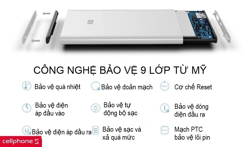 An toàn với công nghệ bảo vệ 9 lớp đến từ Mỹ cùng tối ưu hóa hiệu suất sạc xả điện