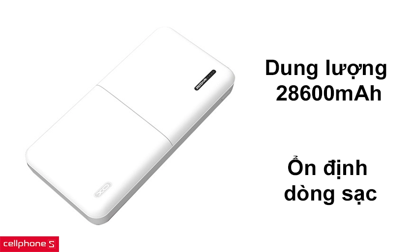 Dung lượng lớn 28600mAh sạc đầy thiết bị nhiều lần, ổn định dòng sạc tự ngắt khi đầy