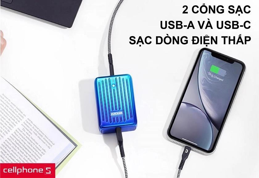 2 cổng sạc USB-A và USB-C nhanh chóng cùng khả năng sạc dòng điện thấp X-charge