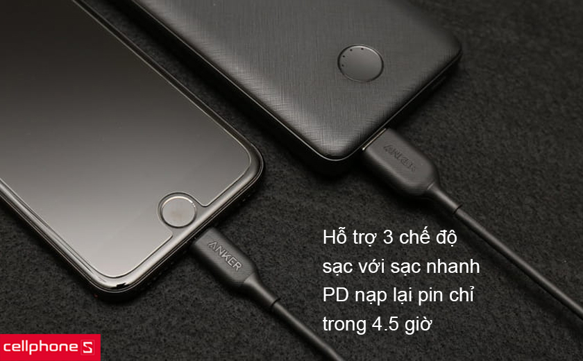 Hỗ trợ 3 chế độ sạc và công nghệ PD tiết kiệm thời gian sạc