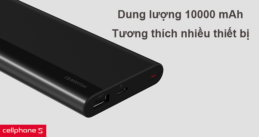 Dung lượng pin 10000mAh, tương thích với nhiều thiết bị