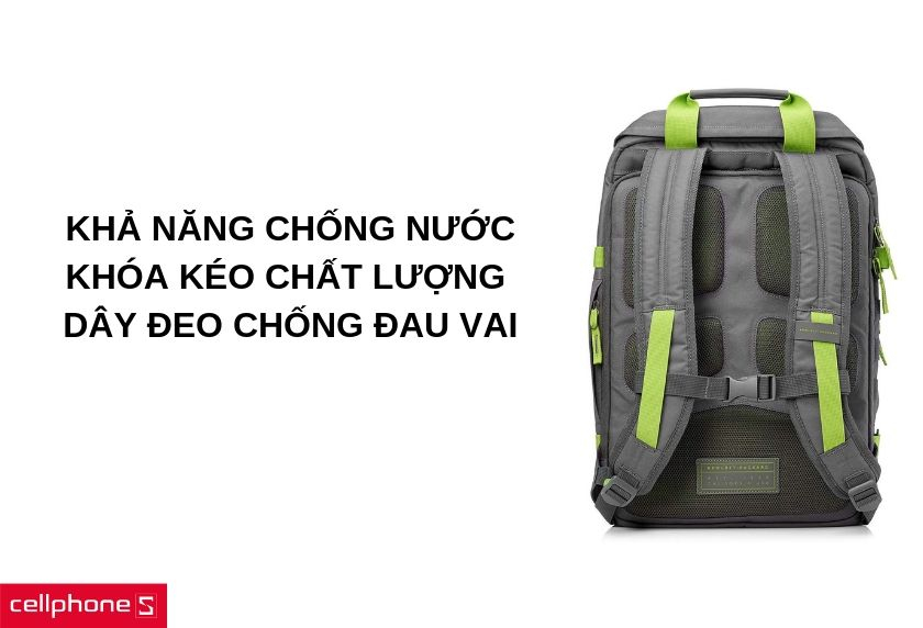 Khả năng chống nước, khóa kéo chất lượng, dây đeo chống đau vai