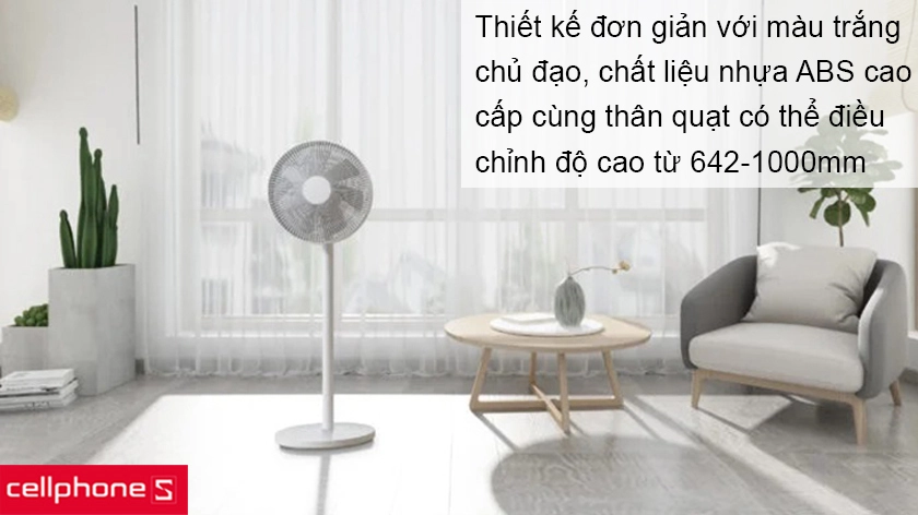 Thiết kế đơn giản với màu trắng chủ đạo tinh tế, có thể điều chỉnh độ cao
