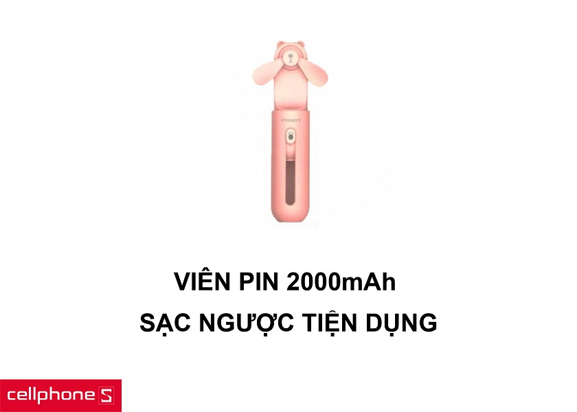 Viên pin 2000mAh cho thời gian hoạt động bền bỉ cùng khả năng sạc ngược
