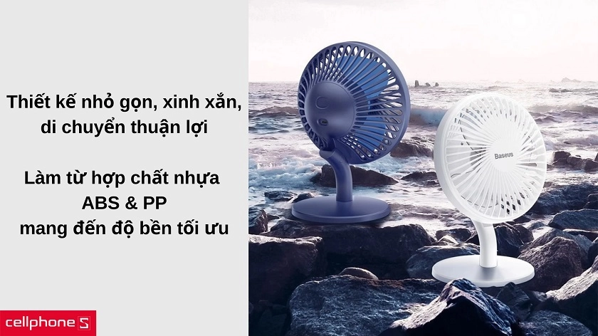 Thiết kế quạt nhỏ gọn, tiện lợi & bền bỉ với hai chất liệu nhựa ABS & nhựa PP