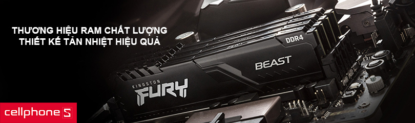 Ram PC Kingston Fury Beast RGB 8GB 3200MHz DDR4 KF432C16BBA/8