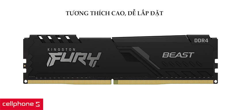 Ram PC Kingston Fury Beast RGB 8GB 3200MHz DDR4 KF432C16BBA/8