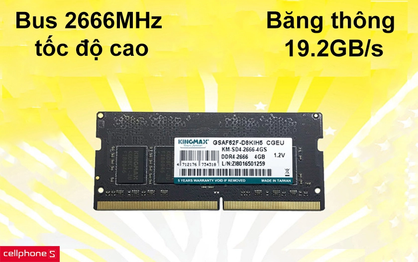 Bus 2666MHz tốc độ cao, băng thông lên đến 19.2GB/s