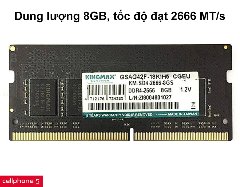 Dung lượng 8GB, tốc độ đạt 2666 MT/s