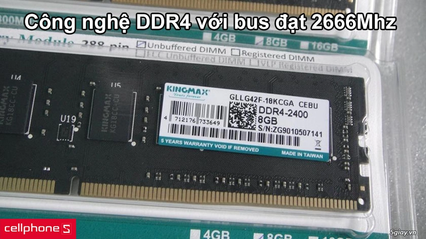 Công nghệ DDR4 với bus đạt 2666Mhz