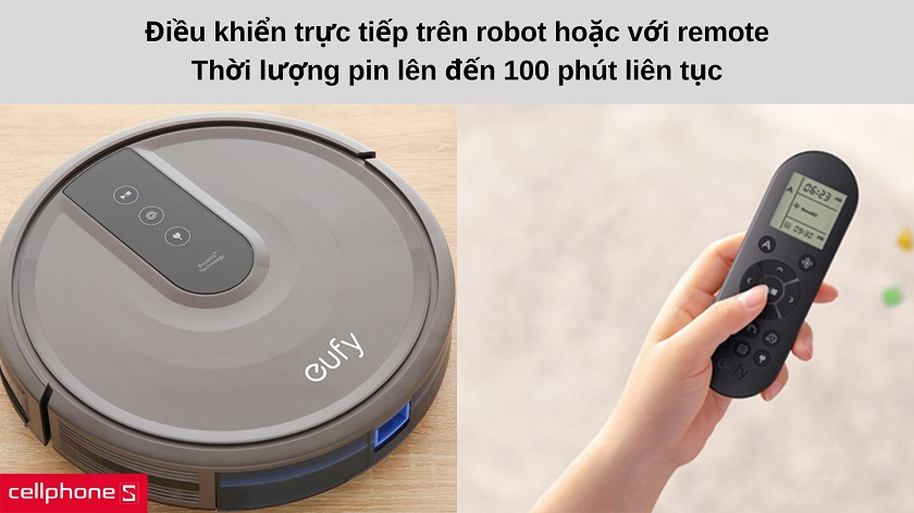 Điều khiển robot hai cách hiện đại, thời lượng hoạt động lên đến 100 phút