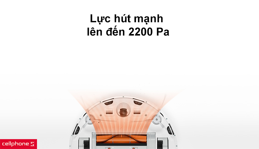công nghệ tăng lực hút mạnh lên đến 2200 Pa