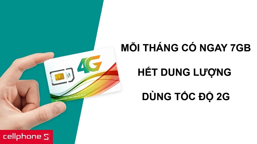 Thoải mái sử dụng với 7GB data tốc độ cao/ tháng, không cần gia hạn trong 1 năm