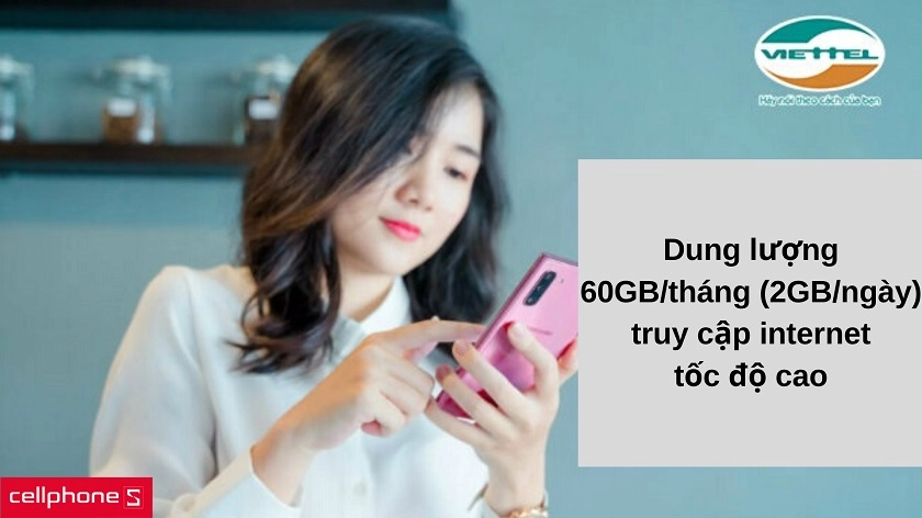 Dung lượng 2GB/ngày truy cập internet thỏa thích