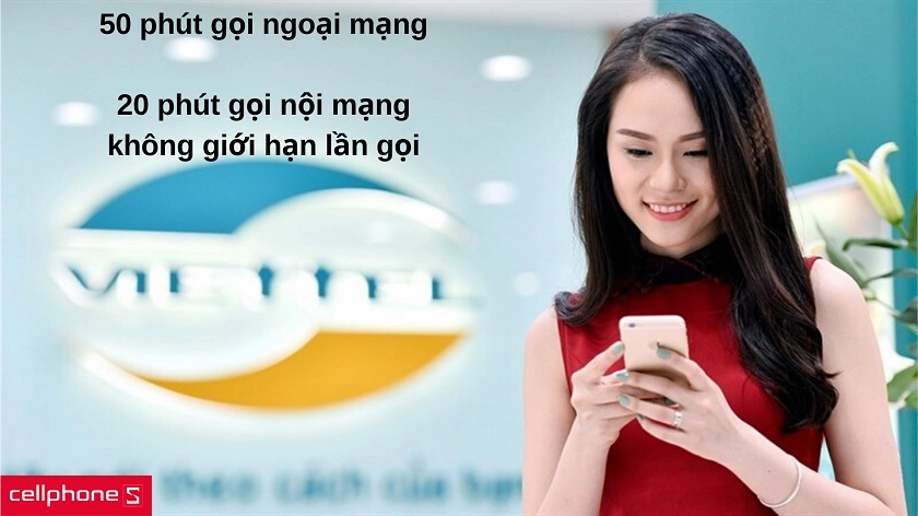 Tặng 50 phút gọi ngoại mạng & miễn phí gọi nội mạng dưới 20 phút không giới hạn số lần gọi