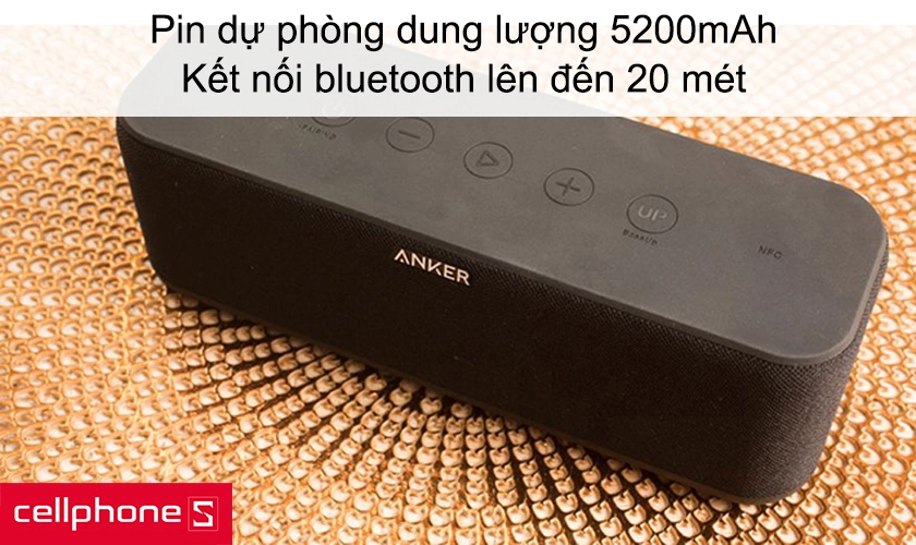 Pin dự phòng dung lượng 5200mAh, kết nối bluetooth lên đến 20 mét