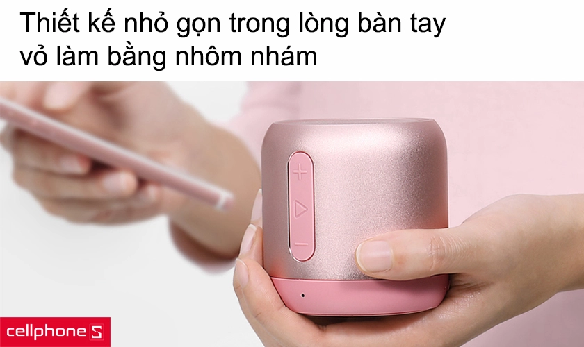 Thiết kế nhỏ gọn trong lòng bàn tay, vỏ làm bằng nhôm nhám