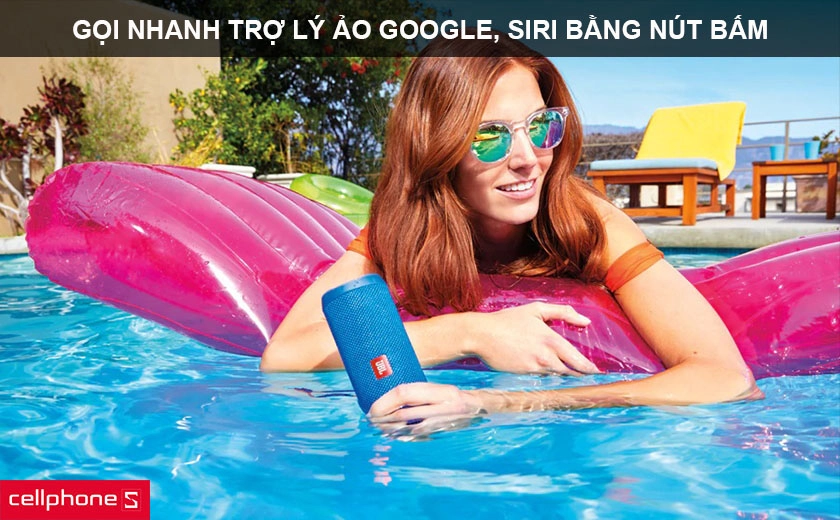 gọi 2 công cụ trợ lý ảo nổi tiếng là Siri hoặc Google Assistant từ loa JBL Flip 4