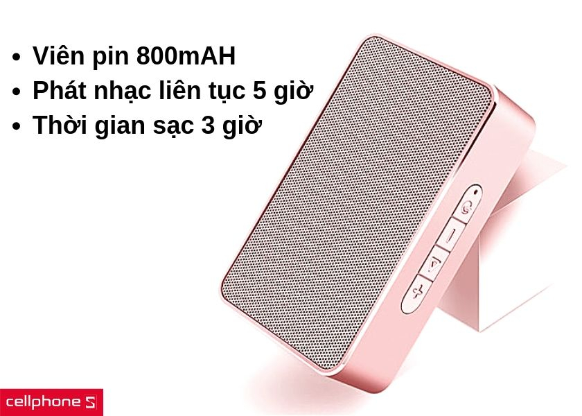 Viên pin 800 mAh có khả năng phát nhạc liên tục 5 giờ