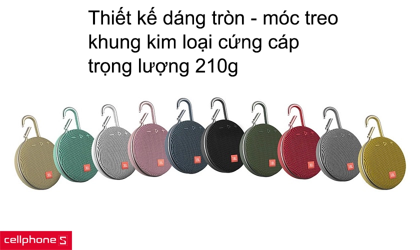 Thiết kế dáng tròn - móc treo, khung kim loại cứng cáp, trọng lượng 210g