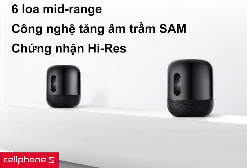 6 loa mid-range, công nghệ tăng âm trầm SAM cho âm thanh sống động