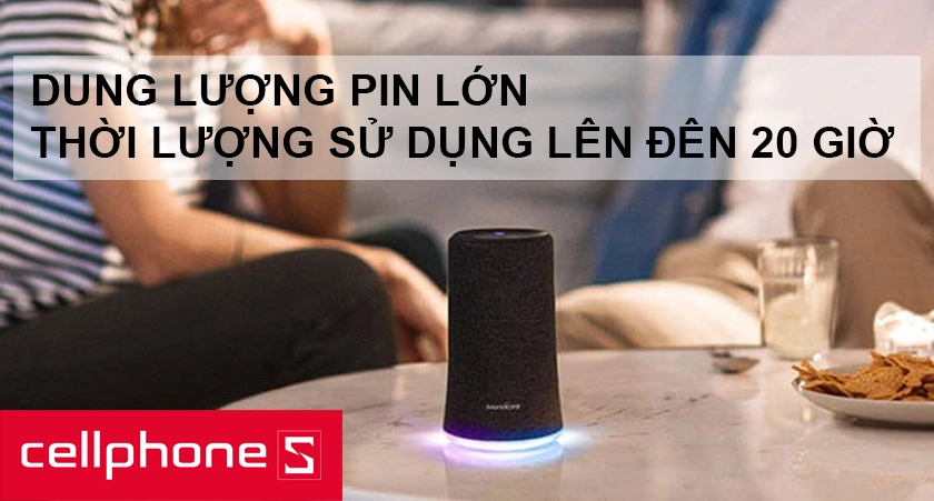 Loa Anker Soundcore Flare Plus được trang bị pin có dung lượng cao, thời gian sử dụng pin lâu, lên đến 20 giờ