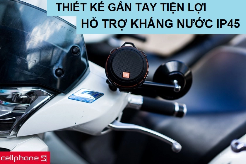 Thiết kế nhỏ gọn gắn vào tay cầm xe đạp, xe máy cùng khả năng kháng nước IP45