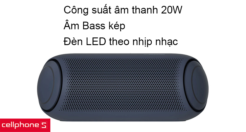 Âm thanh mạnh mẽ với công suất lớn, âm bass kép, đèn LED theo nhạc sống động