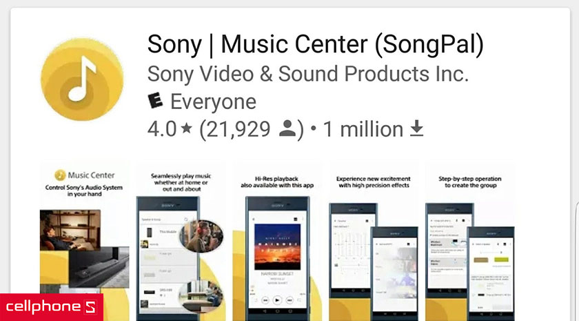 ứng dụng Sony Music Center cho phép bạn điều khiển cài đặt nhạc và âm thanh ngay từ điện thoại