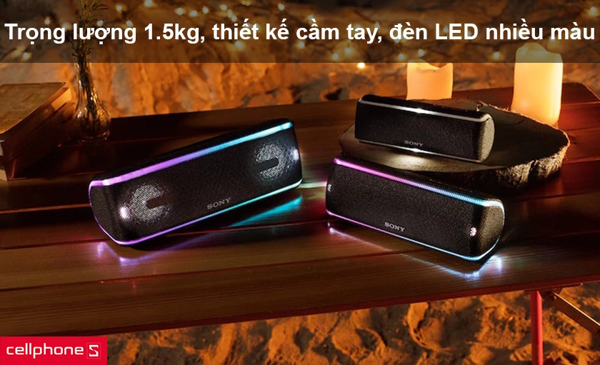 Trọng lượng 1.5kg, thiết kế hõm cầm tay, dải đèn LED nhiều màu