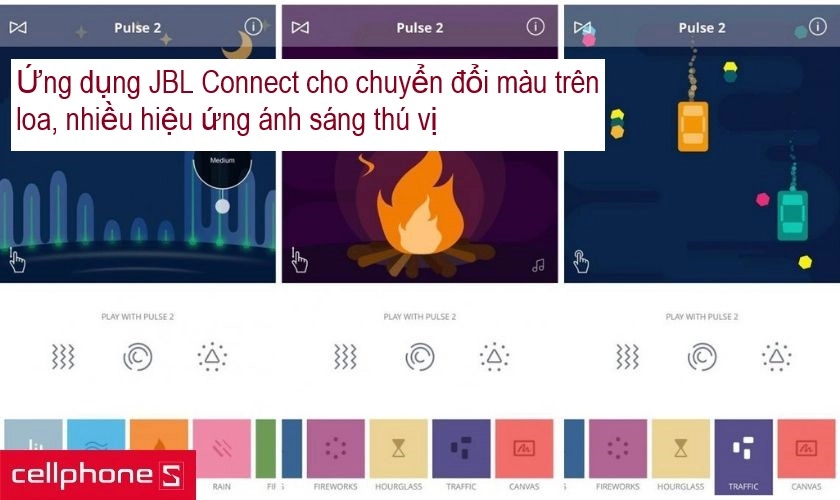 kết nối qua ứng dụng JBL Connect người dùng cũng có thể thay đổi màu sắc