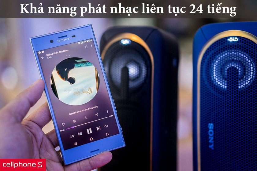 Sony SRS-XB40 có khả năng phát nhạc liên tục 24 tiếng