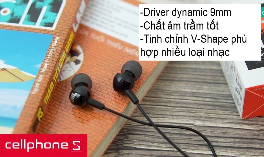 Driver dynamic 9mm cho chất âm True Bass cùng với tinh chỉnh V-Shape phù hợp với nhiều dòng nhạc