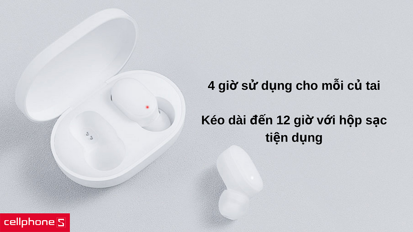 Thời lượng sử dụng lên đến 12 giờ với hộp sạc tiện dụng