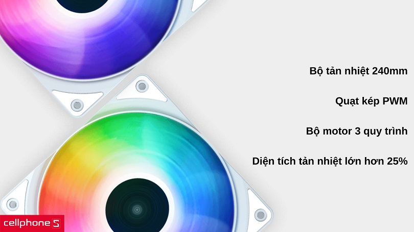 Bộ tản nhiệt 240mm cùng quạt kép thông gió hiệu năng cao