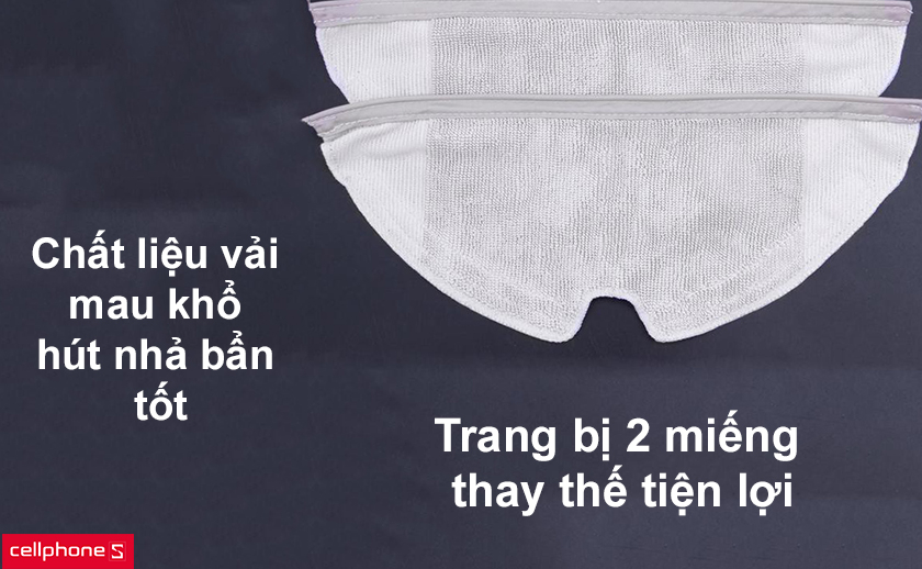Trang bị 2 miếng thay thế tiện lợi, mau khô hơn