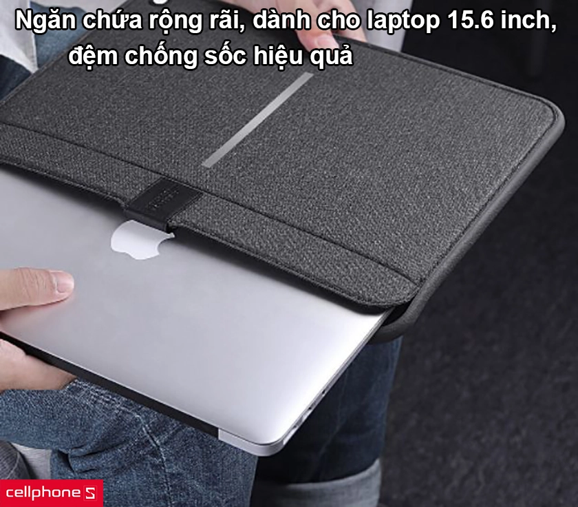 Ngăn chứa rộng rãi, phù hợp laptop 15.6 inch, đệm chống sốc hiệu quả