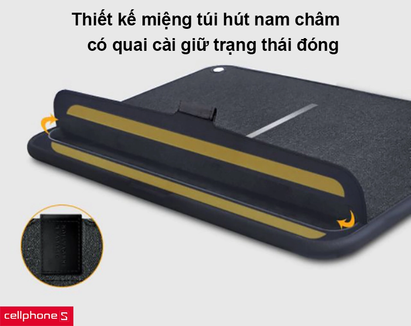 thiết kế miệng túi hút nam châm