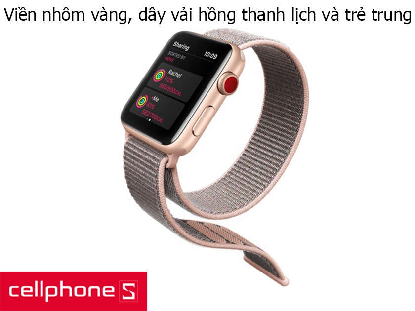 Viền nhôm vàng, dây vải hồng thanh lịch và trẻ trung