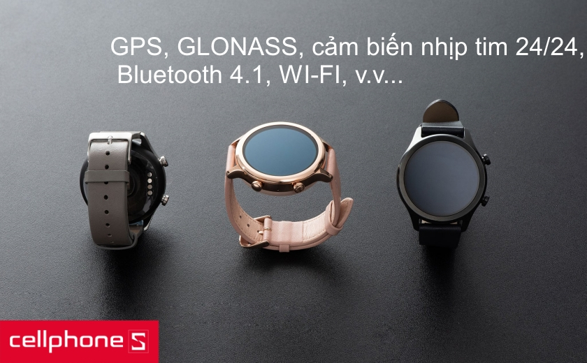 Hệ thống định vị GPS, GLONASS, cảm biến nhịp tim 24/24, Bluetooth 4.1, WI-FI, v.v...