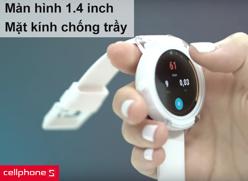 Màn hình 1.4 inch, mặt kính chống trầy
