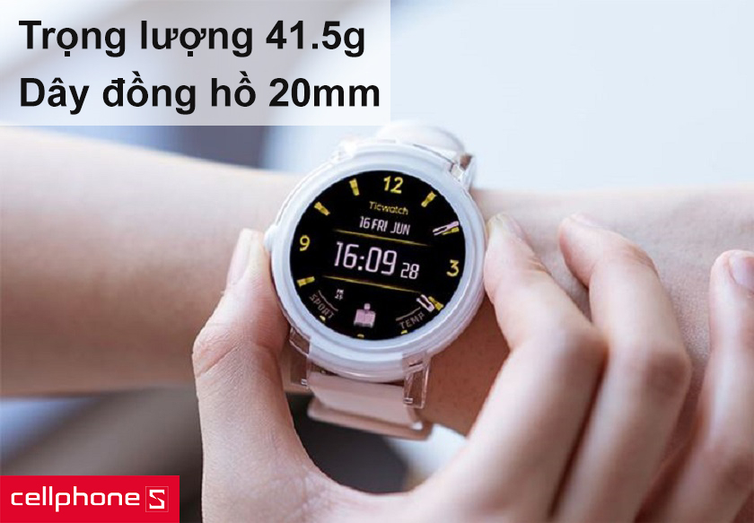 Trọng lượng 41.5g, dây đồng hồ 20mm
