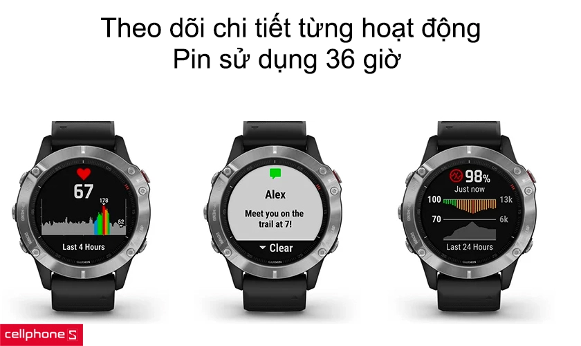 Theo dõi chi tiết từng hoạt động, pin sử dụng 36 giờ khi dùng GPS