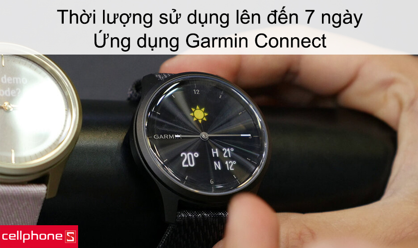 Thời lượng sử dụng lên đến 7 ngày, ứng dụng cộng đồng Garmin Connect