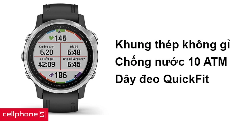 Khung thép không gỉ, chuẩn chống nước 10 ATM