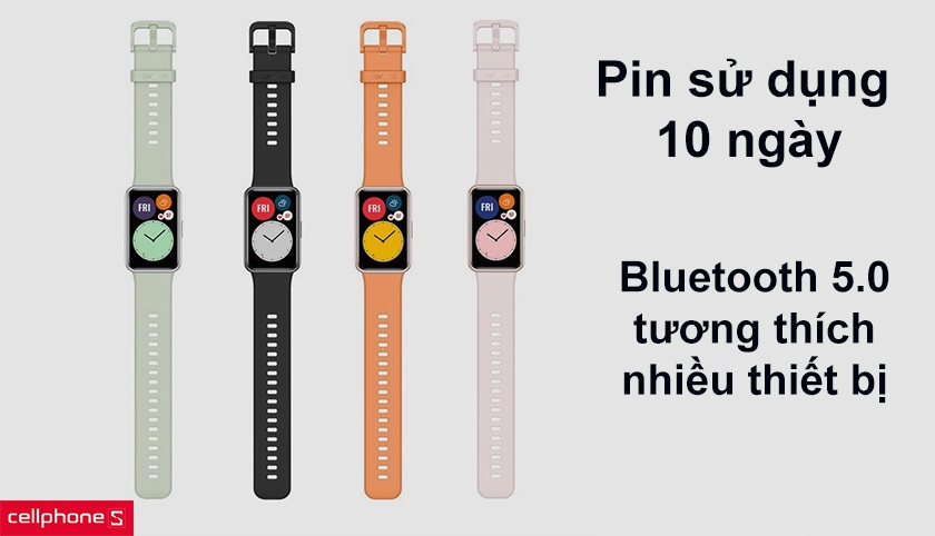 Pin sử dụng lên đến 10 ngày, tương thích với nhiều hệ điều hành qua bluetooth 5.0